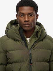 Superdry Green Hooded Sports Puffer Jacket - Image 5 of 7