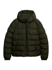 Superdry Green Hooded Sports Puffer Jacket - Image 6 of 7
