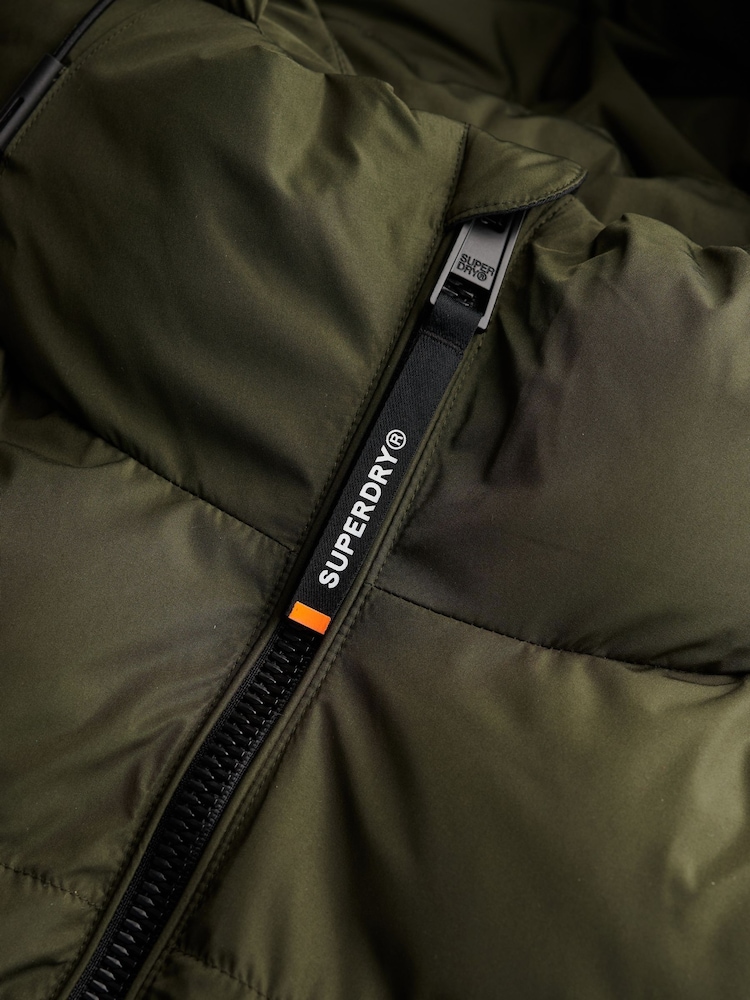 Superdry Green Hooded Sports Puffer Jacket - Image 7 of 7