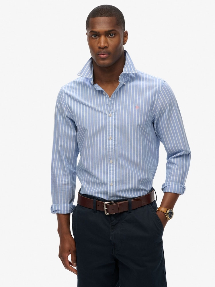 Superdry Blue Classic Oxford 100% Cotton Shirt - Image 1 of 6