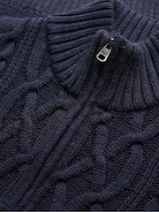 Superdry Indigo Jacob Cable Knit Half Zip Jumper - Image 2 of 2