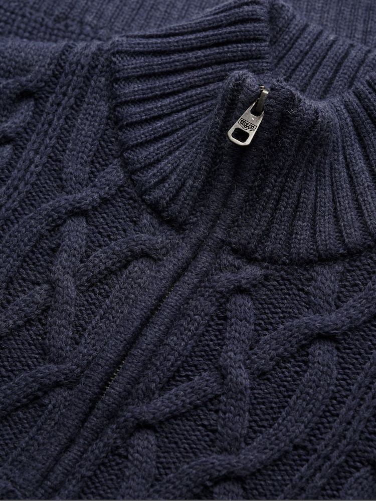 Superdry Indigo Jacob Cable Knit Half Zip Jumper - Image 2 of 2