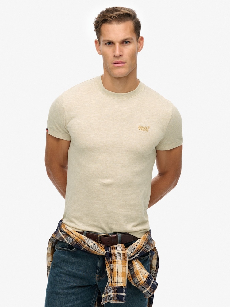 Superdry Natural Essential Short Sleeve Logo T-Shirt - Image 1 of 6 Superdry Natural Essential Short Sleeve Logo T-Shirt - Image 1 of 6