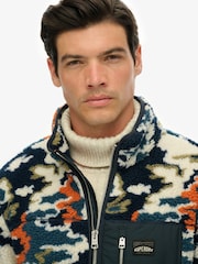 Superdry Blue Printed Zip Through Fleece - Image 4 of 5