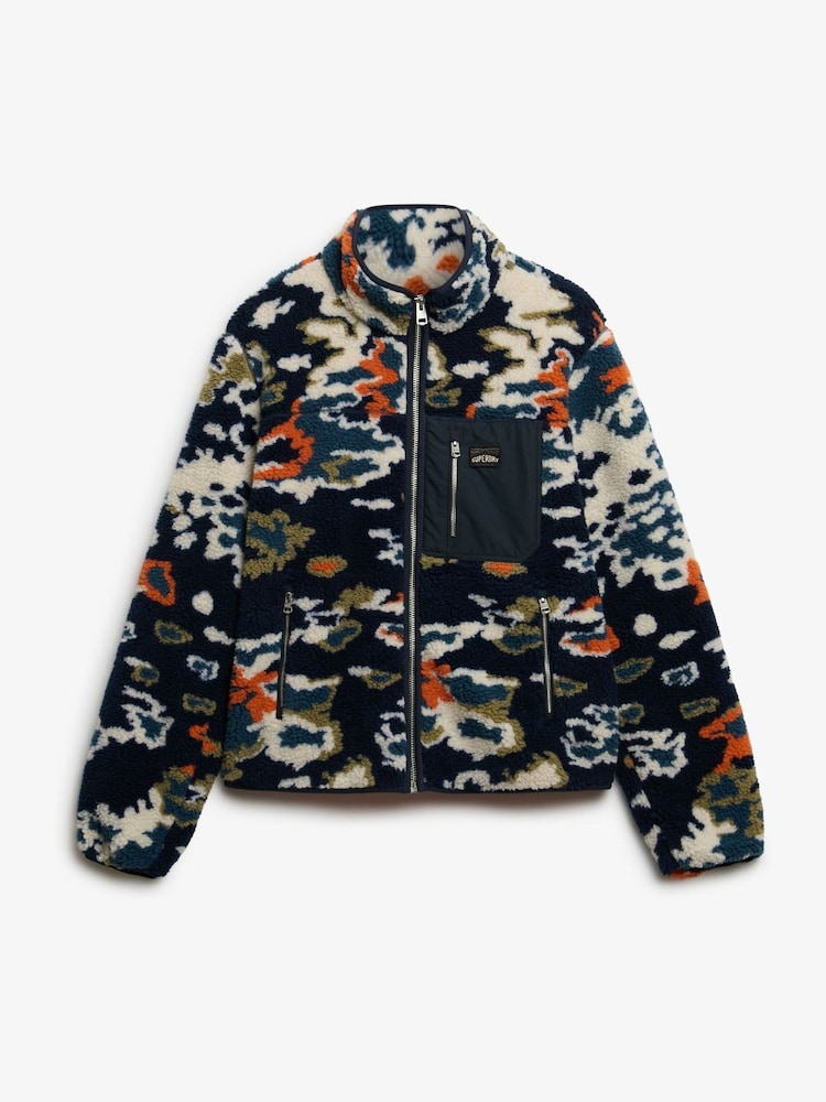 Superdry Blue Printed Zip Through Fleece - Image 5 of 5