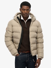 Superdry Natural Hooded Sports Puffer Jacket - Image 1 of 7