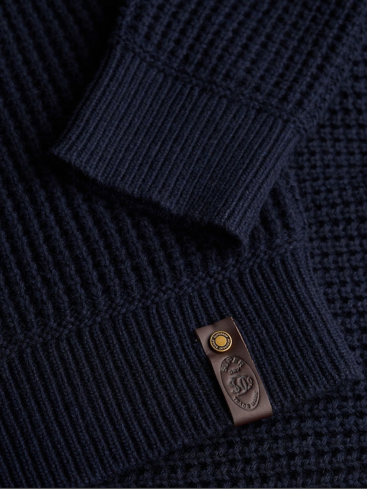 Superdry Blue The Merchant Store - Textured Roll Neck Jumper - Image 2 of 2