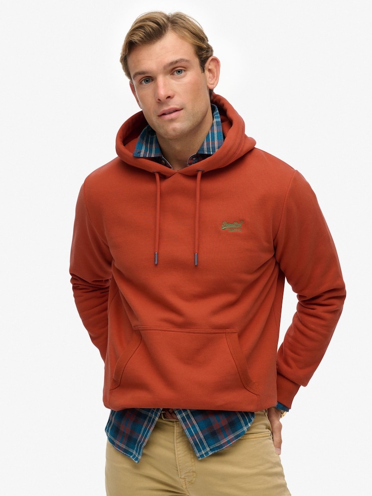 Superdry Brown Essential Loose Fit Logo Hoodie - Image 1 of 7