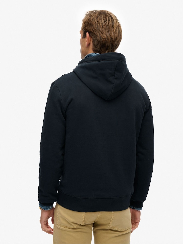 Marinha Eclipse - Superdry capuz Essential Loose Fit com logotipo Hoodie - Imagem 2 de 7
