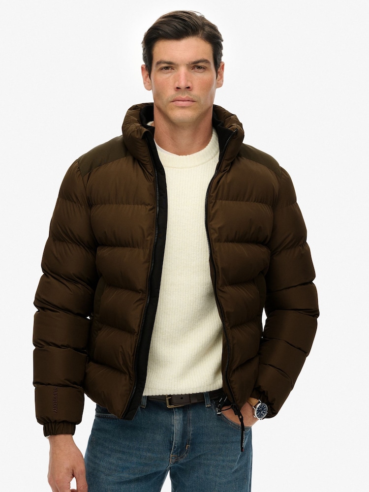 Superdry Brown Sports Puffer Jacket - Image 2 of 7