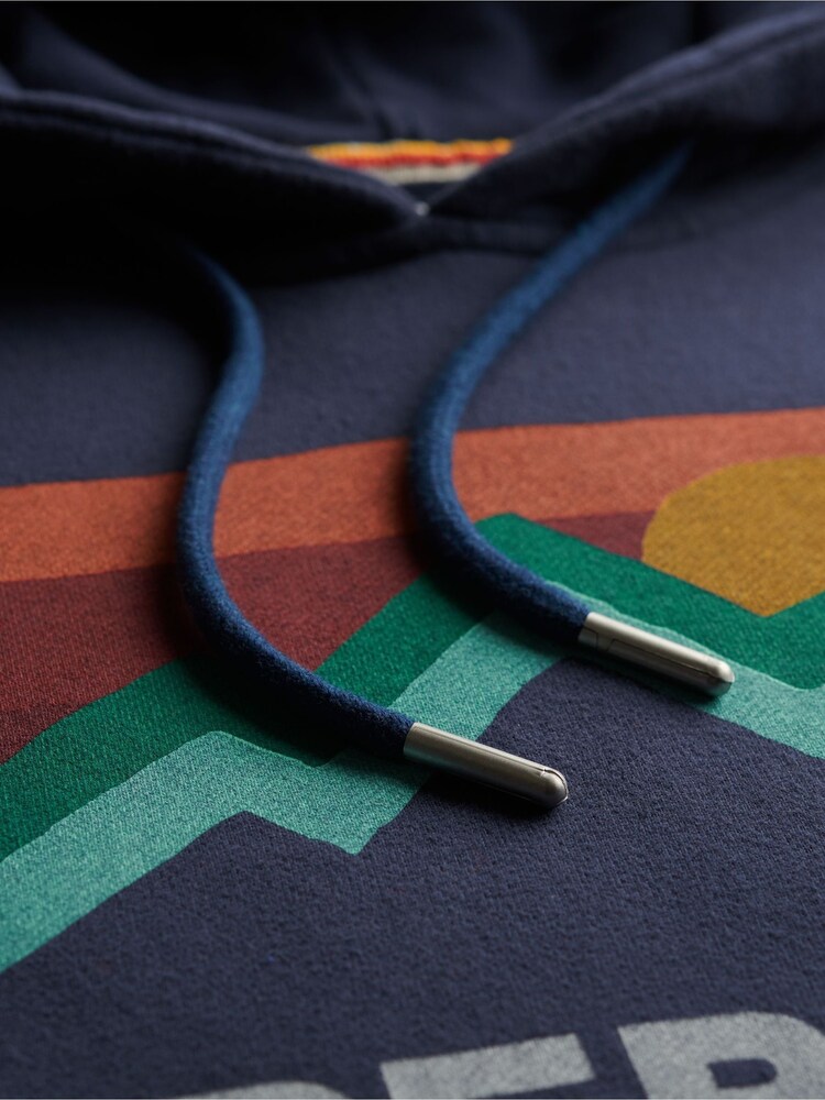 Superdry Blue Great Outdoors Relaxed Hoodie - Image 6 of 6 Superdry Blue Great Outdoors Relaxed Hoodie - Image 6 of 6