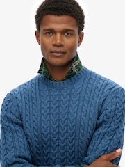 Superdry Coast Blue Jacob Cable Knit Jumper - Image 4 of 6