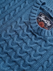 Superdry Coast Blue Jacob Cable Knit Jumper - Image 6 of 6