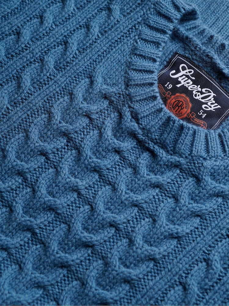 Superdry Coast Blue Jacob Cable Knit Jumper - Image 6 of 6