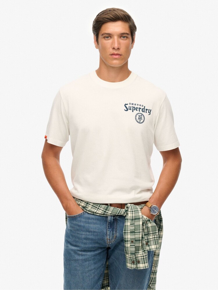 Superdry White Tokyo Narrative Loose T-Shirt - Image 1 of 6 Superdry White Tokyo Narrative Loose T-Shirt - Image 1 of 6