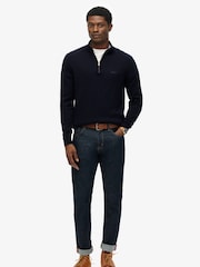 Superdry Blue Wool Blend Half Zip Jumper - Image 2 of 6