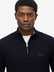 Superdry Blue Wool Blend Half Zip Jumper - Image 3 of 6