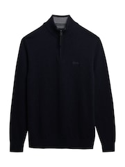 Superdry Blue Wool Blend Half Zip Jumper - Image 6 of 6