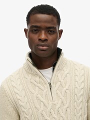 Superdry Cream Jacob Cable Knit Half Zip Jumper - Image 4 of 7