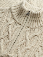 Superdry Cream Jacob Cable Knit Half Zip Jumper - Image 6 of 7