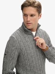 Superdry Grey Jacob Cable Knit Half Zip Jumper - Image 3 of 6