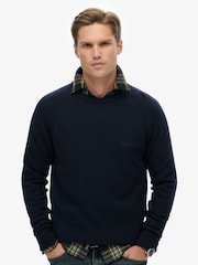 Superdry Blue Wool Blend Jumper - Image 1 of 5