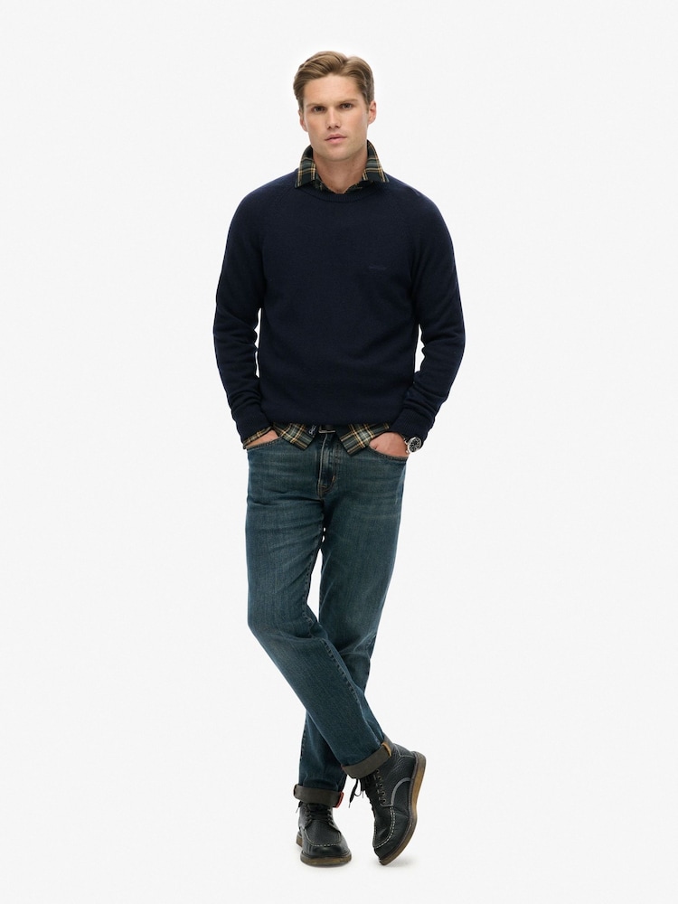 Superdry Blue Wool Blend Jumper - Image 2 of 5 Superdry Blue Wool Blend Jumper - Image 2 of 5