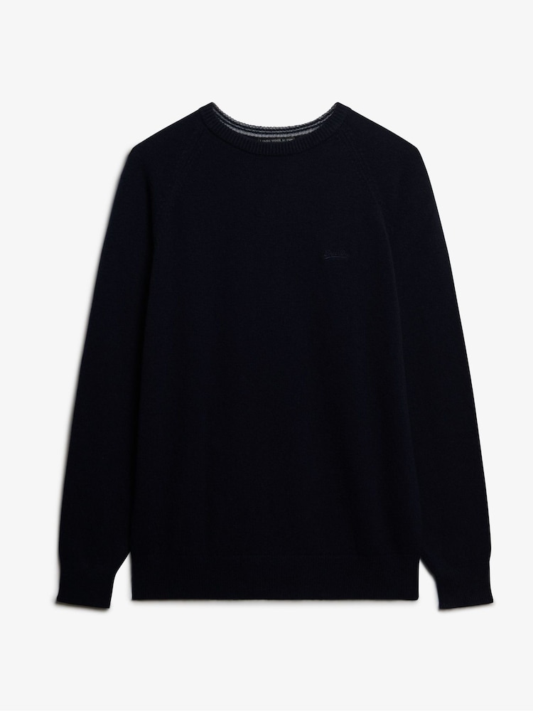 Superdry Blue Wool Blend Jumper - Image 5 of 5 Superdry Blue Wool Blend Jumper - Image 5 of 5