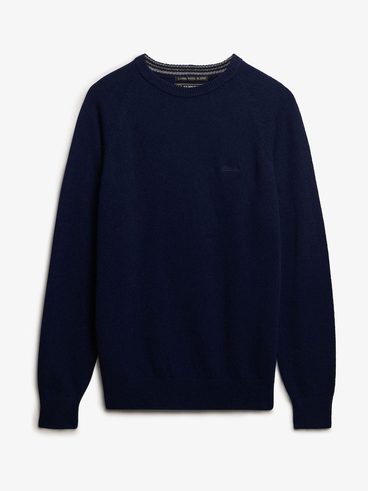 Superdry Mariner Blue Marl Wool Blend Jumper - Image 1 of 4 Superdry Mariner Blue Marl Wool Blend Jumper - Image 1 of 4