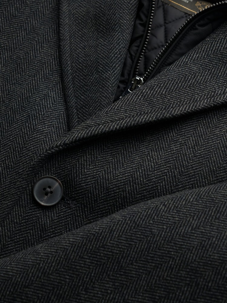 Superdry Grey Tailored 2-In-1 Town Coat - Image 7 of 7 Superdry Grey Tailored 2-In-1 Town Coat - Image 7 of 7