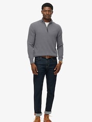 Superdry Grey Wool Blend Half Zip Jumper - Image 4 of 6