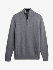 Superdry Grey Wool Blend Half Zip Jumper - Image 5 of 6