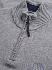 Superdry Grey Wool Blend Half Zip Jumper - Image 6 of 6