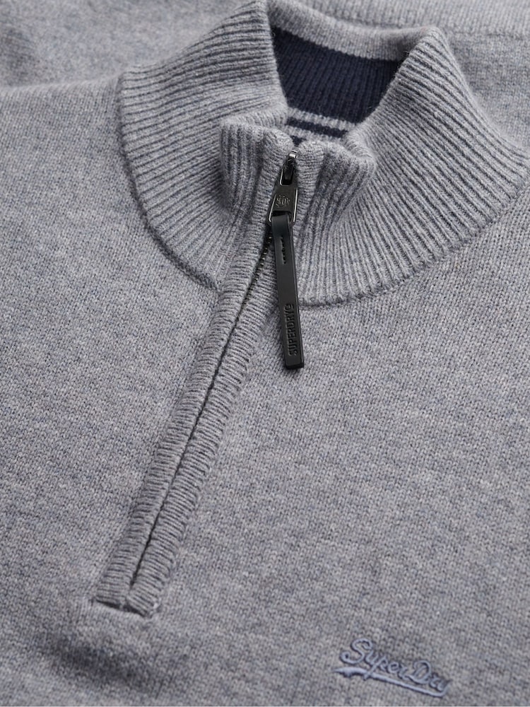 Superdry Grey Wool Blend Half Zip Jumper - Image 6 of 6