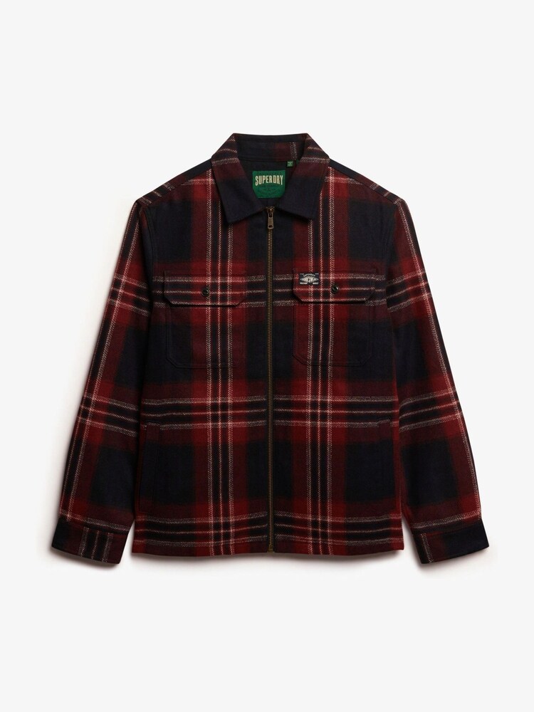 Superdry Red Wool Miller Zip Overshirt - Image 1 of 1 Superdry Red Wool Miller Zip Overshirt - Image 1 of 1