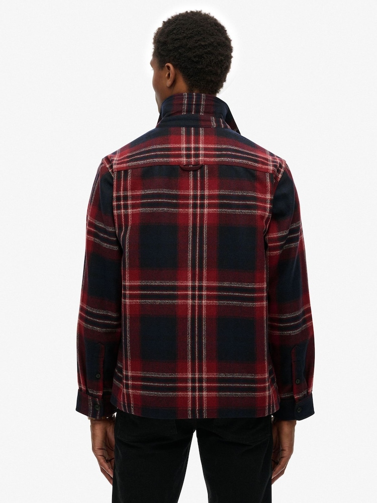 Superdry Red Wool Miller Zip Overshirt - Image 2 of 6 Superdry Red Wool Miller Zip Overshirt - Image 2 of 6