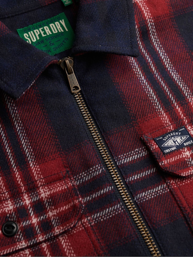 Superdry Red Wool Miller Zip Overshirt - Image 6 of 6 Superdry Red Wool Miller Zip Overshirt - Image 6 of 6