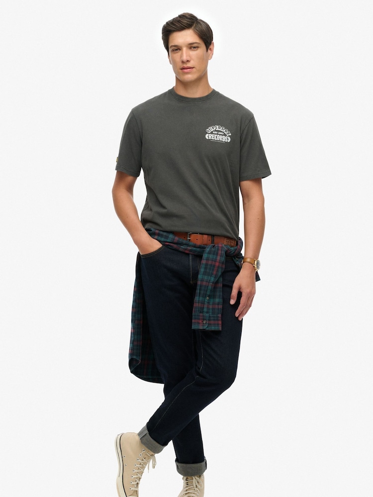 Superdry Black Record Label Oversized T-Shirt - Image 2 of 4 Superdry Black Record Label Oversized T-Shirt - Image 2 of 4