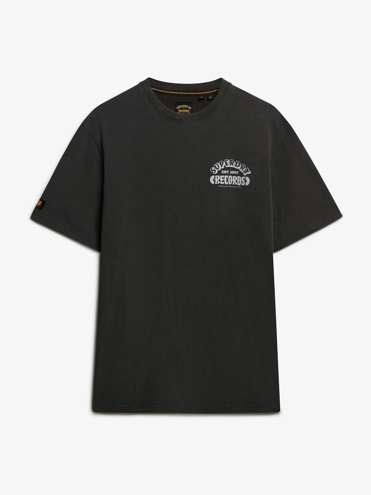 Superdry Black Record Label Oversized T-Shirt - Image 4 of 4 Superdry Black Record Label Oversized T-Shirt - Image 4 of 4