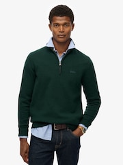 Superdry Green Wool Blend Half Zip Jumper - Image 1 of 6