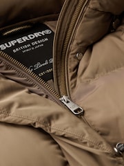 Superdry Brown Longline Hooded Puffer Jacket - Image 6 of 6