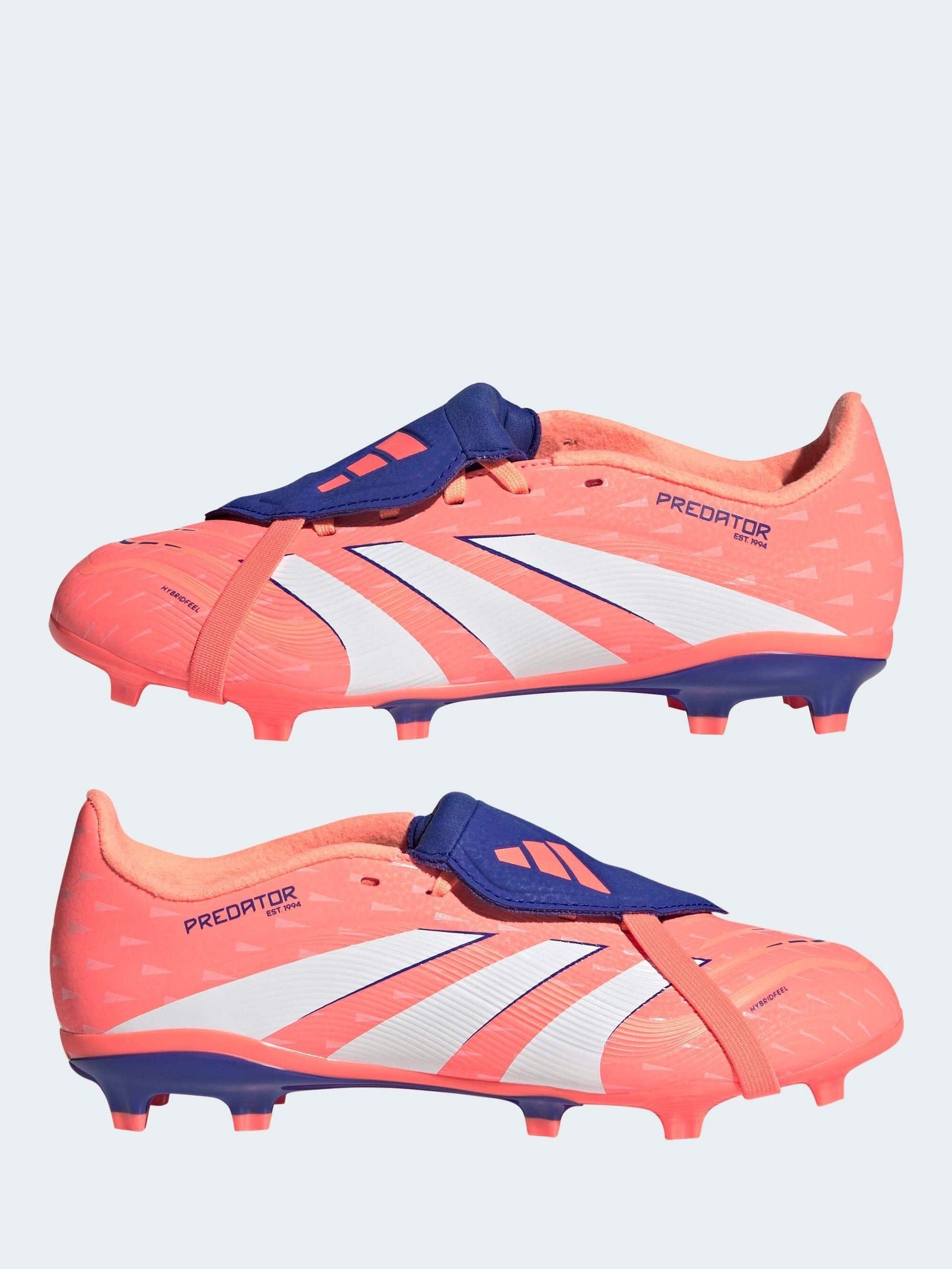 Buy adidas Coral/White Kids Predator League Fold-Over Tongue Firm