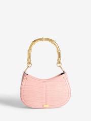 Lipsy Pink Mini Top Handle Bag with Bamboo Style Handle - Image 1 of 4