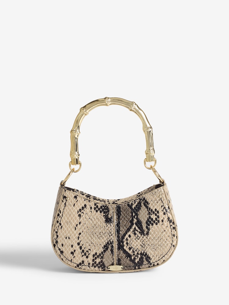 Lipsy Snake Mini Top Handle Bag with Bamboo Style Handle - Image 1 of 4