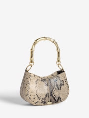 Lipsy Snake Mini Top Handle Bag with Bamboo Style Handle - Image 2 of 4