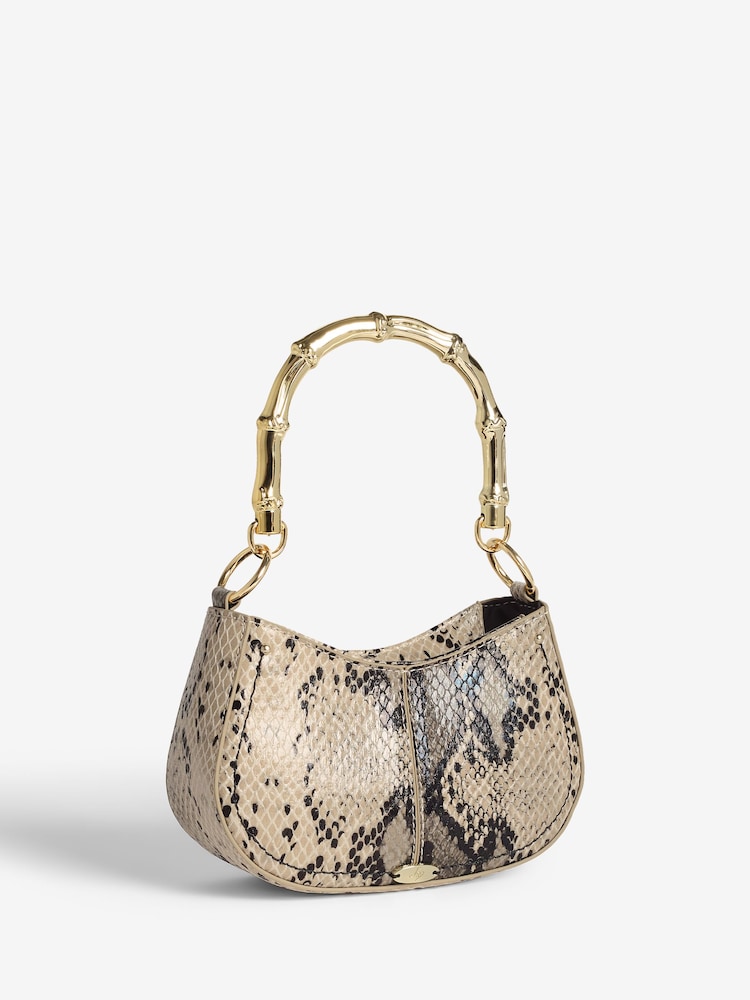 Lipsy Snake Mini Top Handle Bag with Bamboo Style Handle - Image 2 of 4