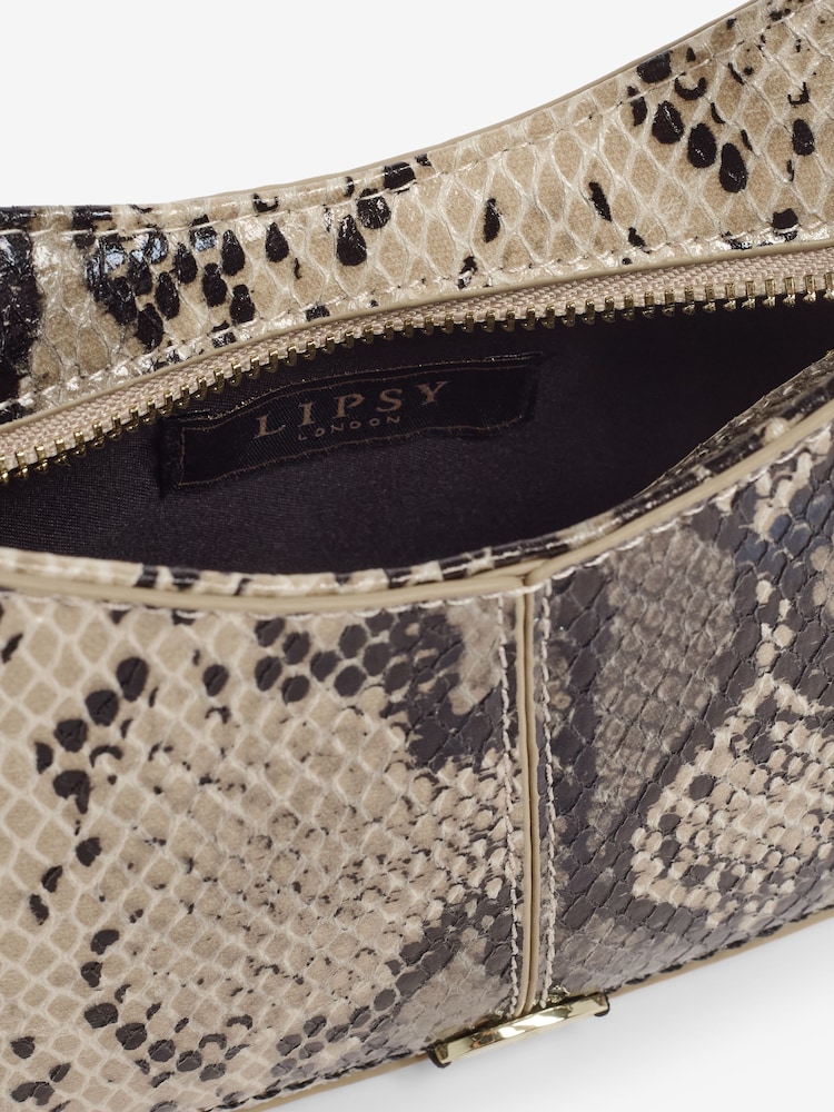Lipsy Snake Mini Top Handle Bag with Bamboo Style Handle - Image 4 of 4