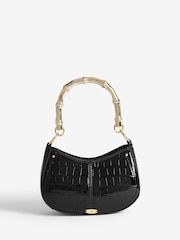 Lipsy Black Mini Top Handle Bag with Bamboo Style Handle - Image 1 of 4