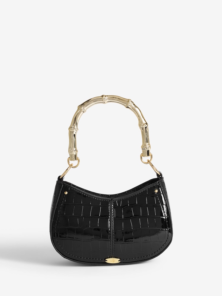 Lipsy Black Mini Top Handle Bag with Bamboo Style Handle - Image 1 of 4