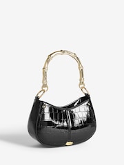 Lipsy Black Mini Top Handle Bag with Bamboo Style Handle - Image 2 of 4